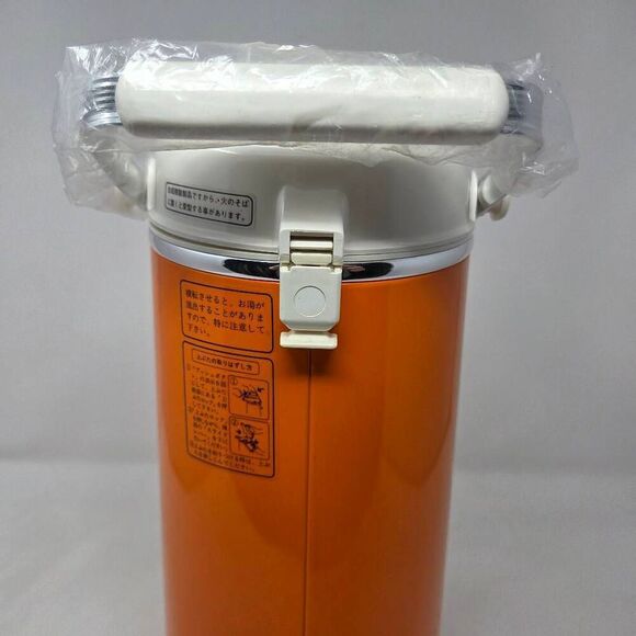 VINTAGE JAPAN ORANGE CHROME 1.9L AIR POT THERMOS INSULATED DESIGNER MID CENTURY - Picture 5 of 11